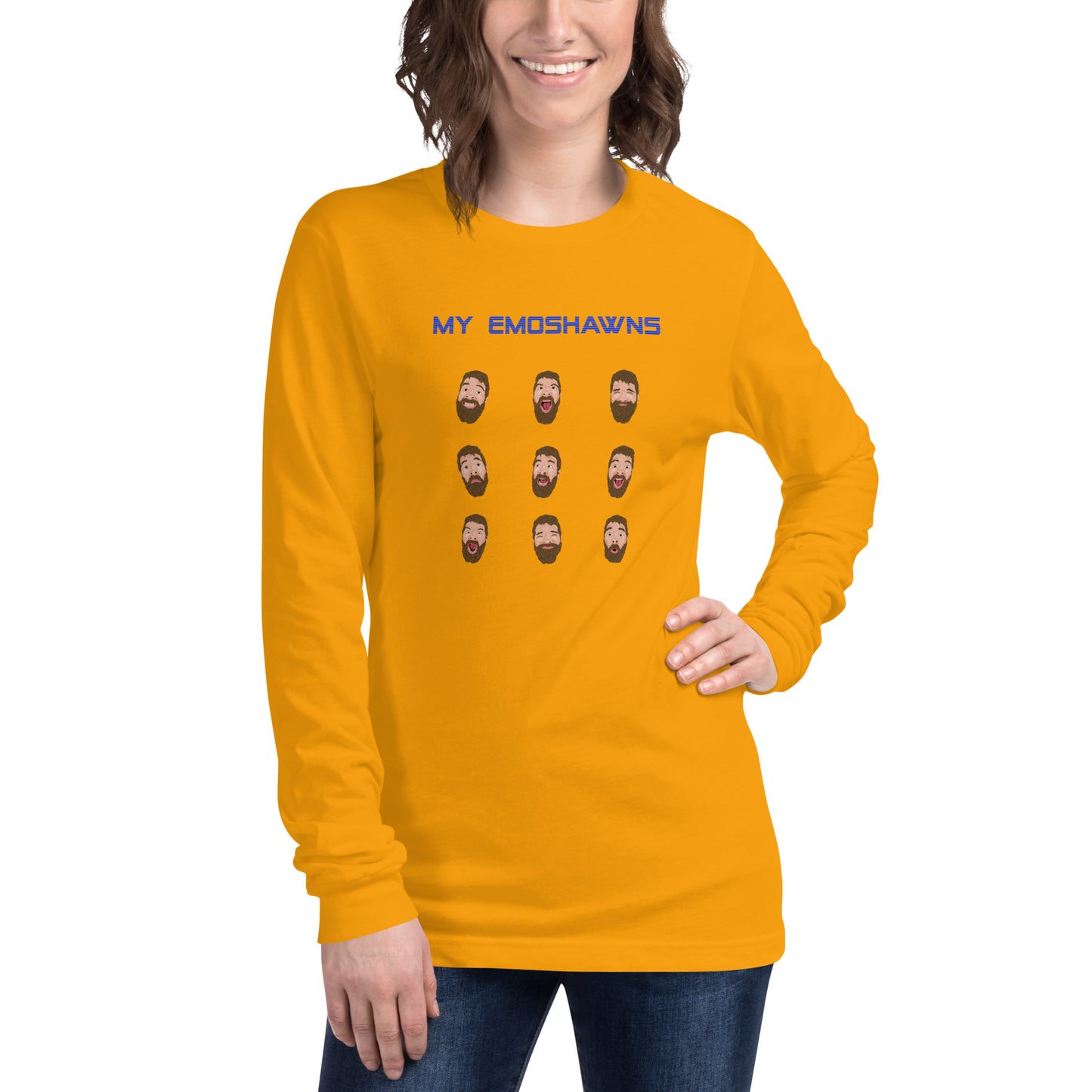 MY EMOSHAWNS Unisex Long Sleeve Tee (Blue Text)