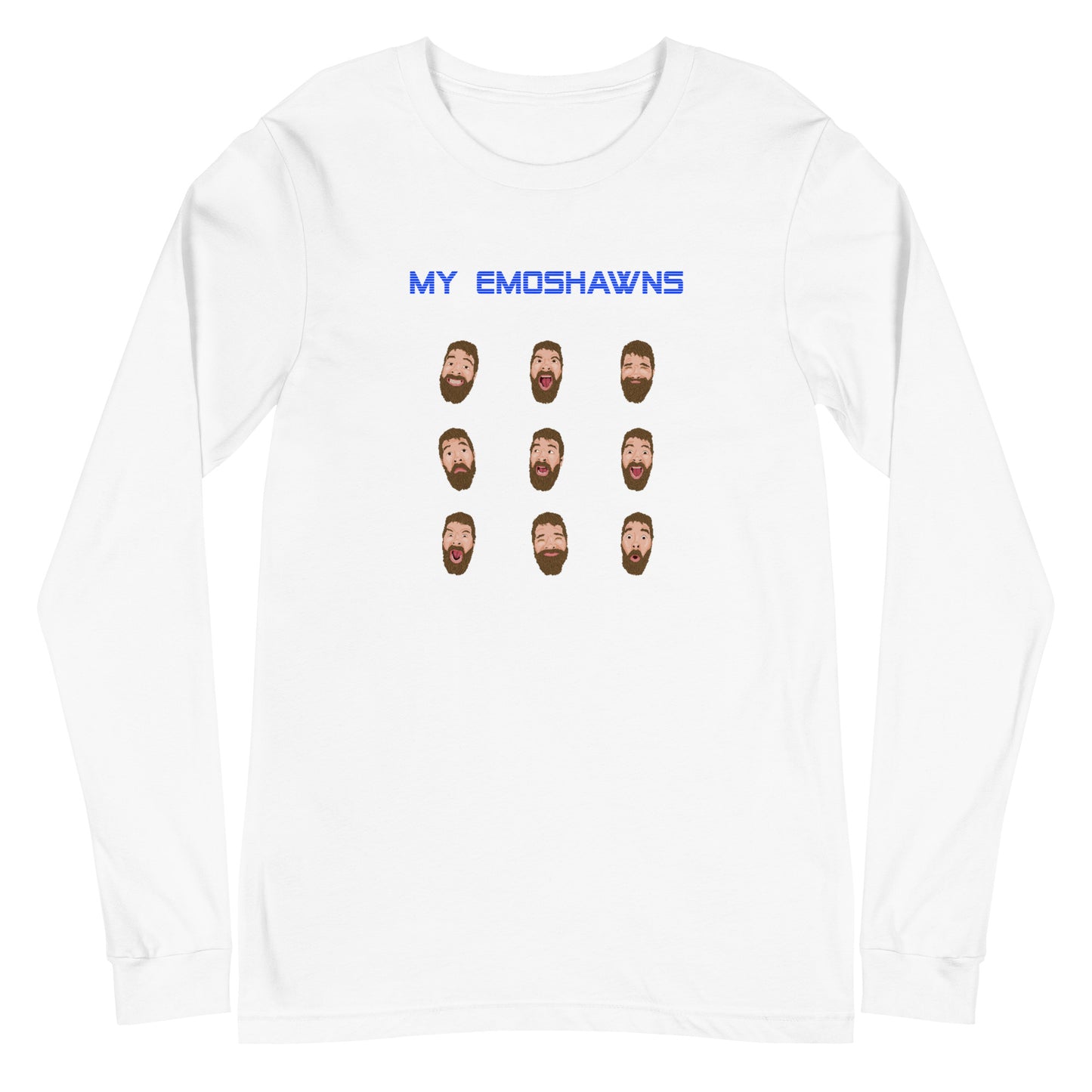MY EMOSHAWNS Unisex Long Sleeve Tee (Blue Text)