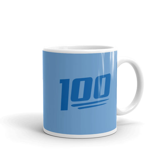 100 Logo White Glossy Mug